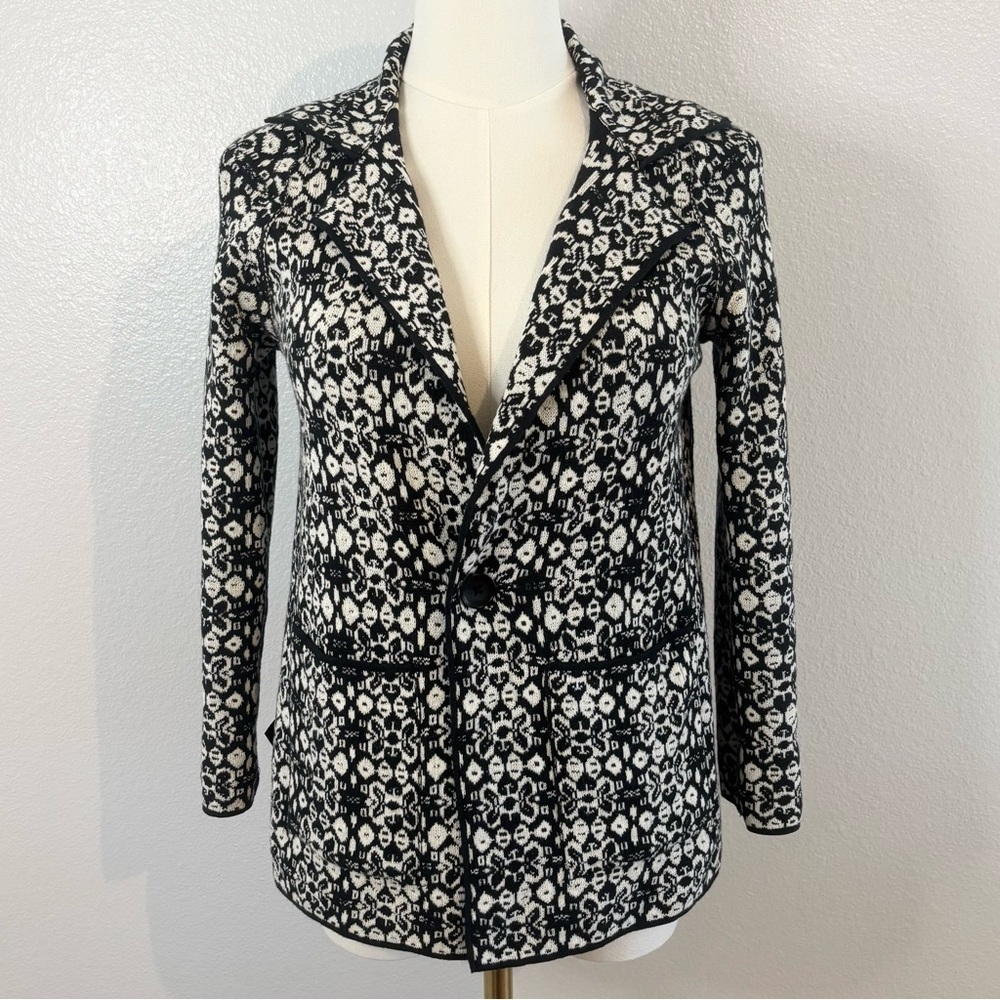 Anthropologie Ett:Twa Reversible Artisan Knit Floral Sweater Blazer Cardigan XS - Picture 2 of 14